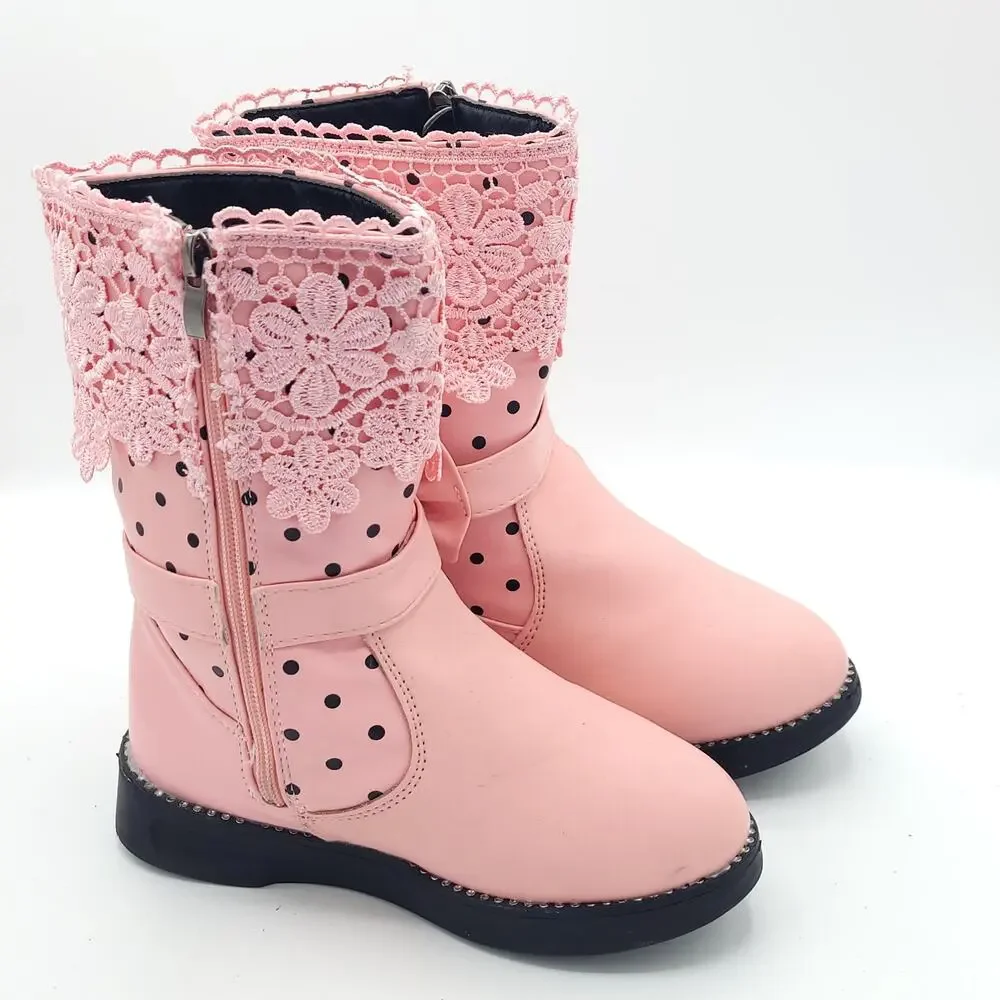 Mid-Calf Boots Lace Princess Waterproof  Boots Girls Size 2